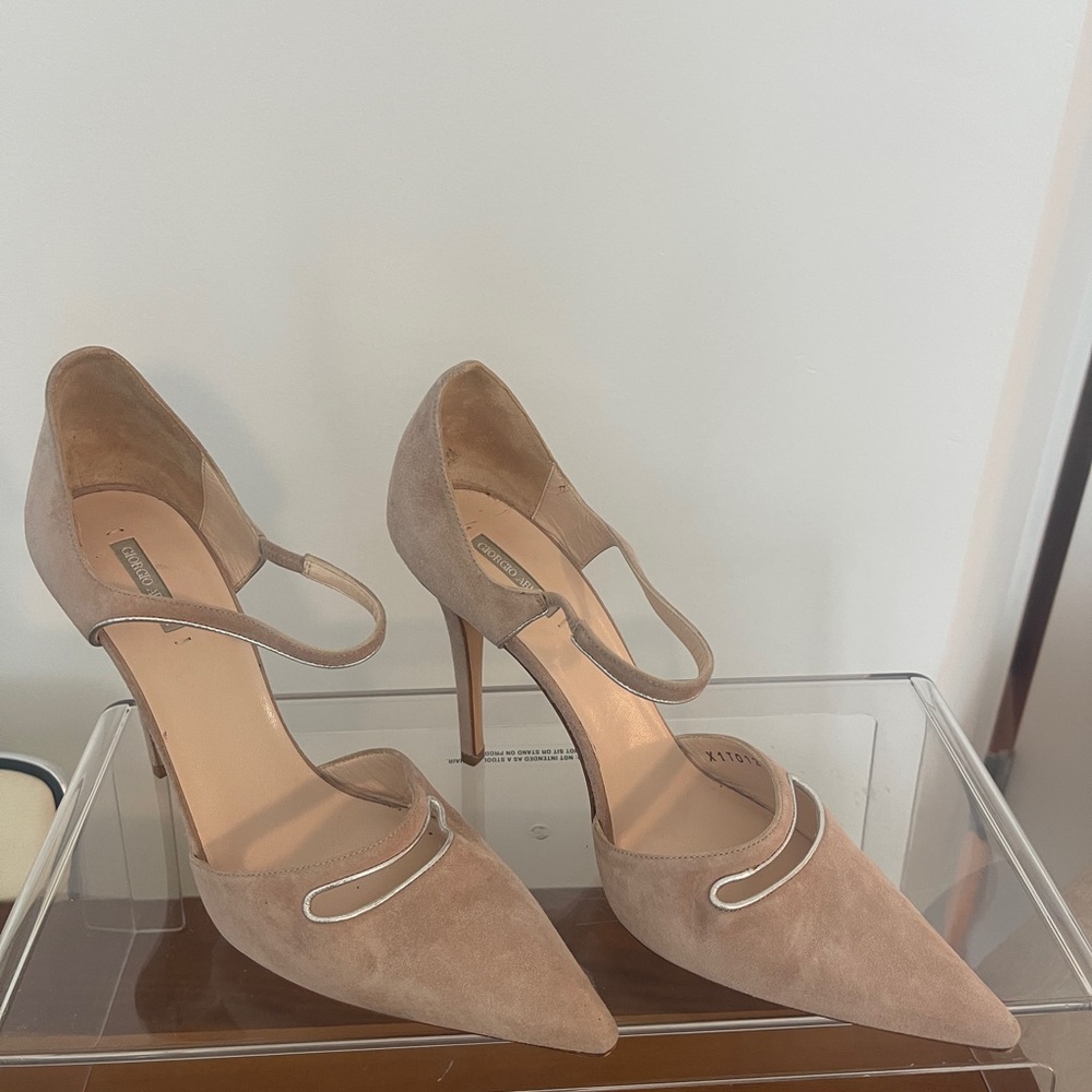 Giorgio Armani Chic Tan Suede Women's Heels Size 38